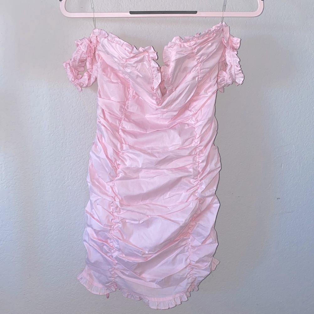 Fashion nova pink off of the shoulder dress